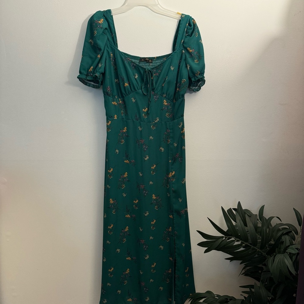 Forest green floral dress